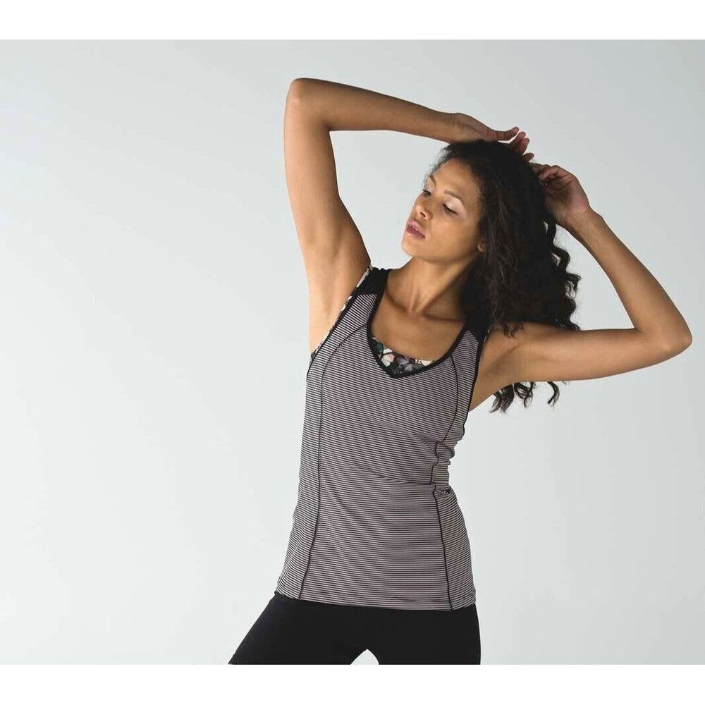 Lululemon Womens Sz 4 Tank Super Sport So Fly Butterfly Angel Wing Mini Stripe